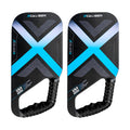 Two XCELER8 Xcaliber Ergo pickleball paddles on a white background, two-pack